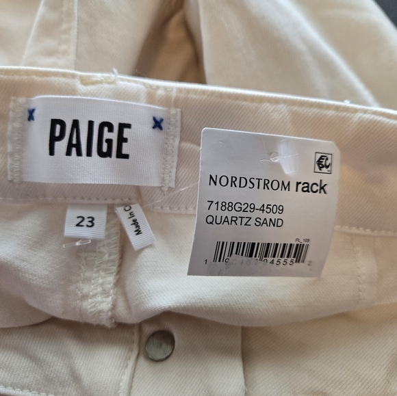 Paige Womens Mayslie Joggers Sz 23x25.5 Quartz Sand Beige Double Button Pleated - Picture 9 of 13